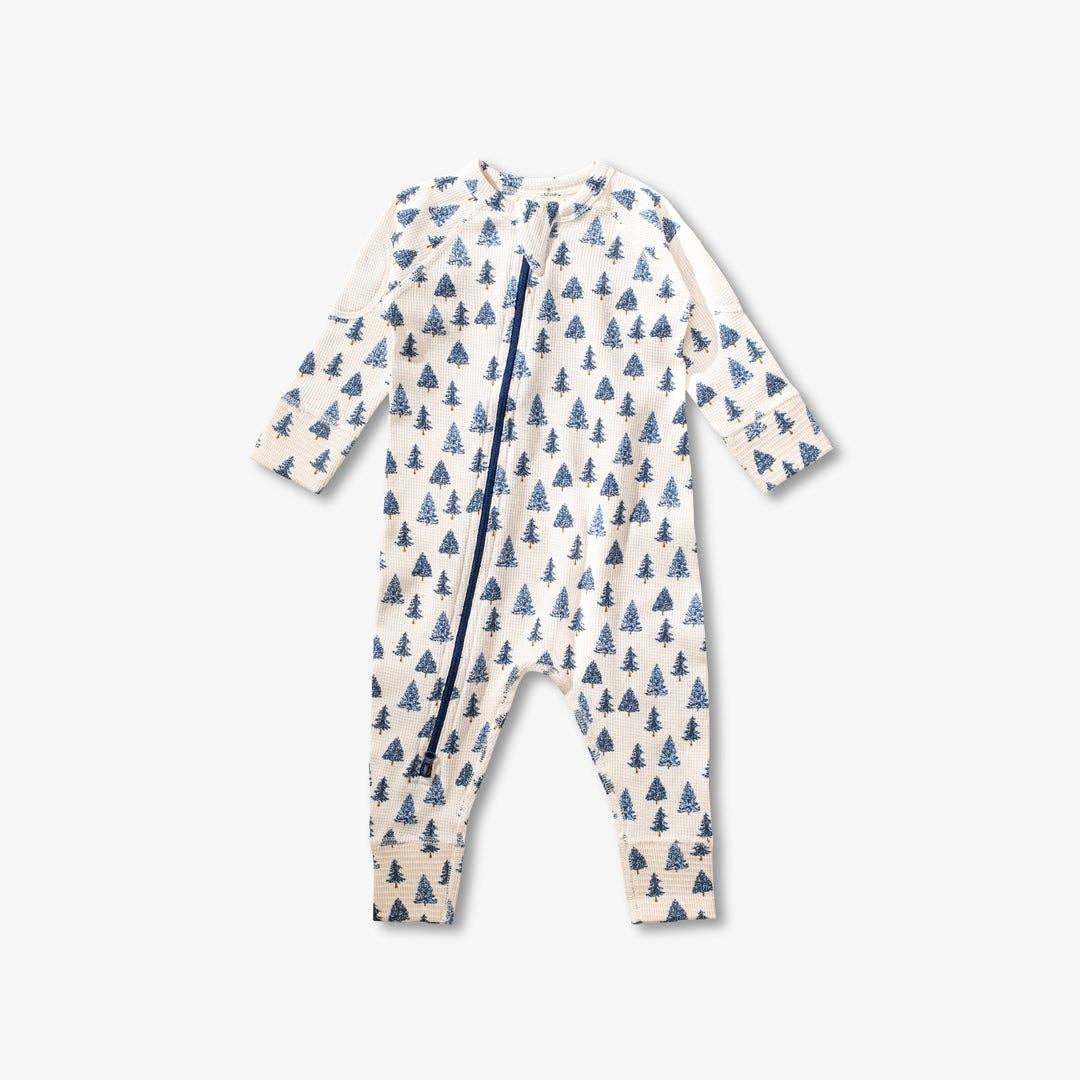 Pine Tree Waffle Baby Zip Romper