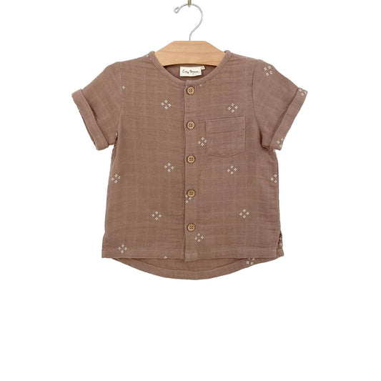 Button Down Boy Shirt- Diamonds - Evvie Bean's Baby Boutique