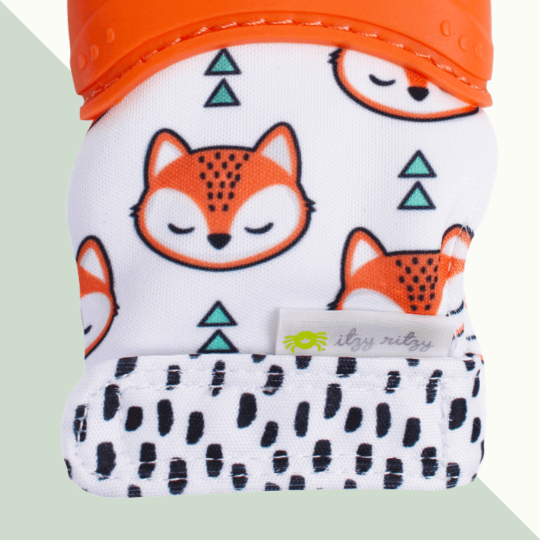 Itzy Mitt™ Silicone Teether Mitt - Fox - Evvie Bean's Baby Boutique