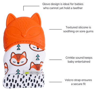 Itzy Mitt™ Silicone Teether Mitt - Fox - Evvie Bean's Baby Boutique