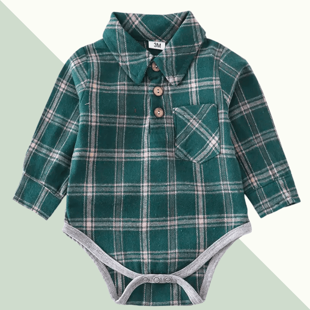 Forest Plaid Flannel Onesie - Evvie Bean's Baby Boutique