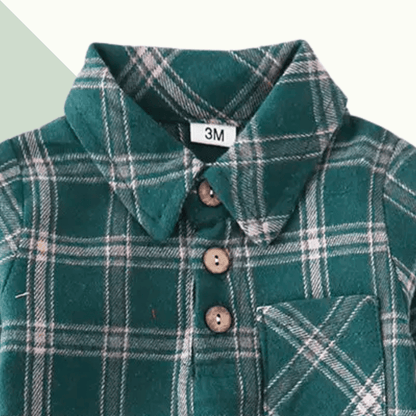 Forest Plaid Flannel Onesie - Evvie Bean's Baby Boutique