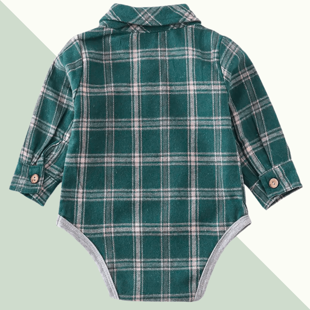 Forest Plaid Flannel Onesie - Evvie Bean's Baby Boutique