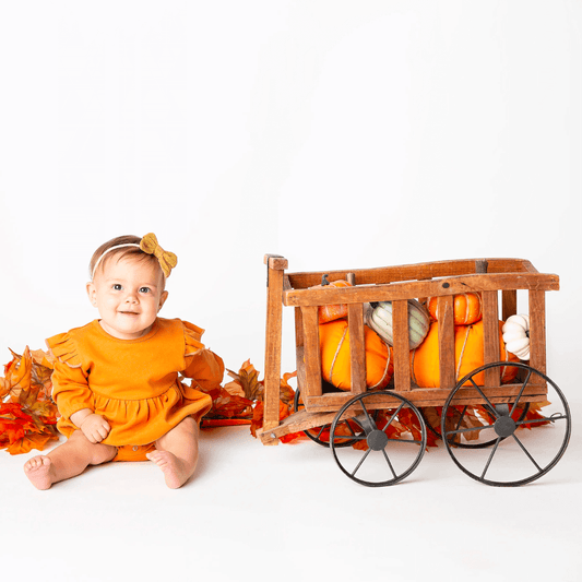 Pumpkin Ruffle Long Sleeve Romper Onesie Baby - Evvie Bean's Baby Boutique