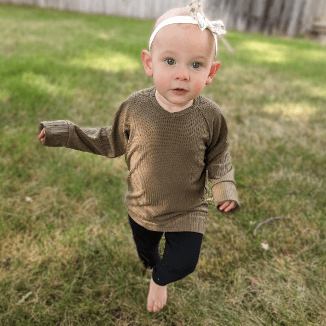 Raglan Sweater - Ribbed Army Green 3T