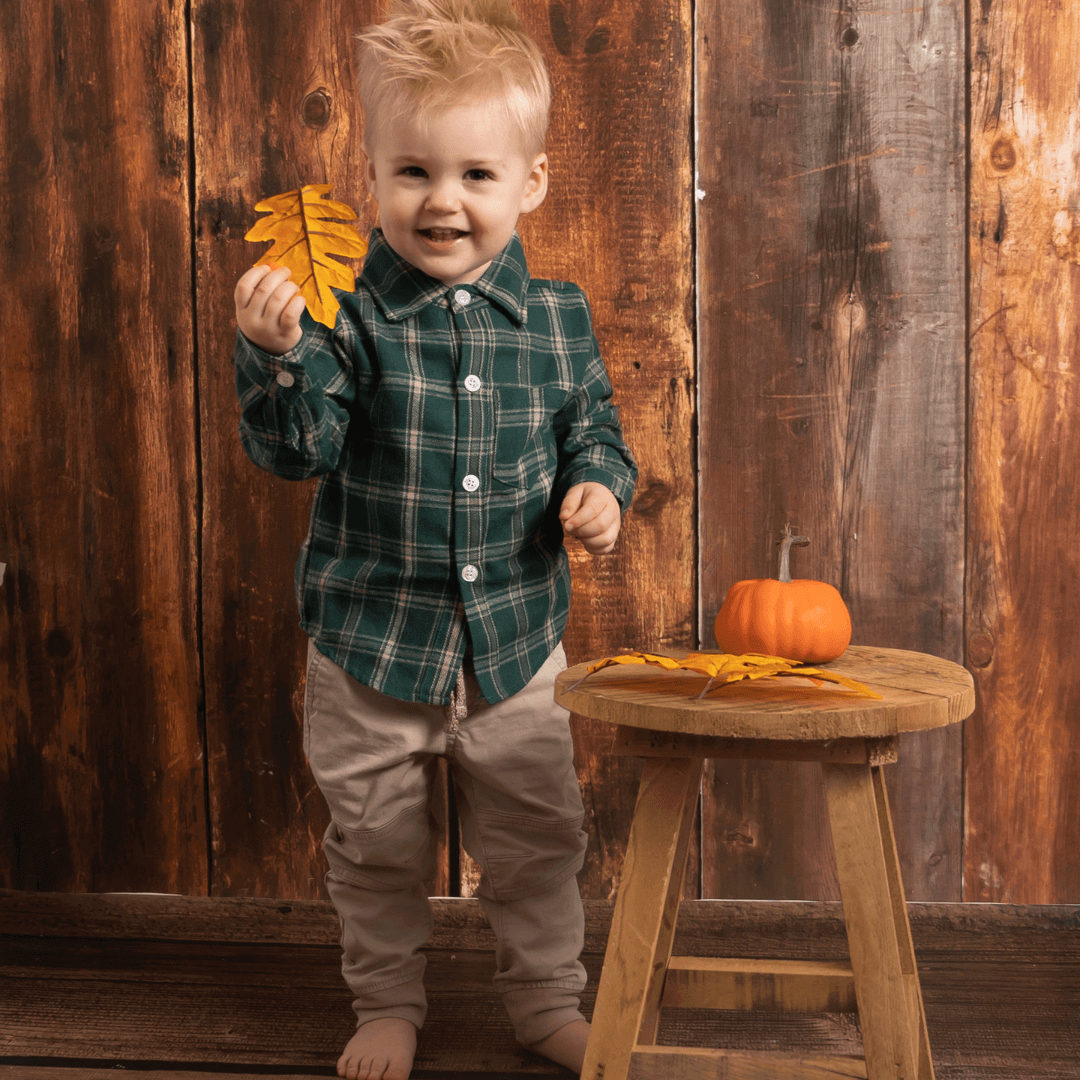 Forest Plaid Flannel Button-Down - Evvie Bean's Baby Boutique