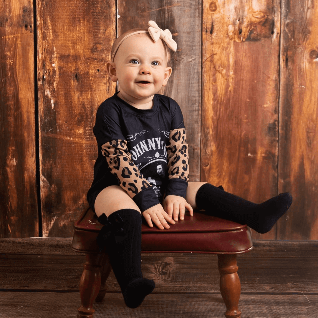 Johnny Cash long sleeve romper - Evvie Bean's Baby Boutique