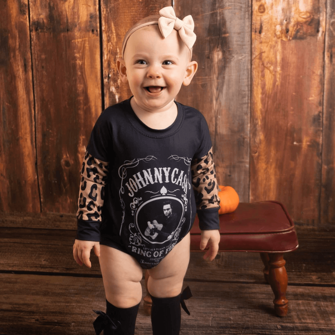 Johnny Cash long sleeve romper - Evvie Bean's Baby Boutique