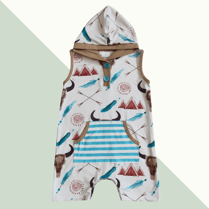 Bulls & Arrows Hoodie Romper - Evvie Bean's Baby Boutique