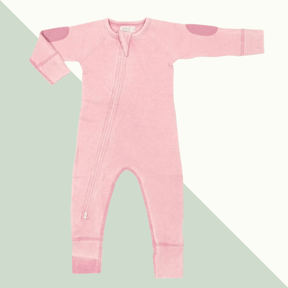 Pink Waffle Zip Playsuit - Evvie Bean's Baby Boutique