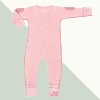 Pink Waffle Zip Playsuit - Evvie Bean's Baby Boutique