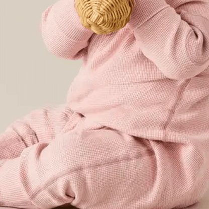 Pink Waffle Zip Playsuit - Evvie Bean's Baby Boutique