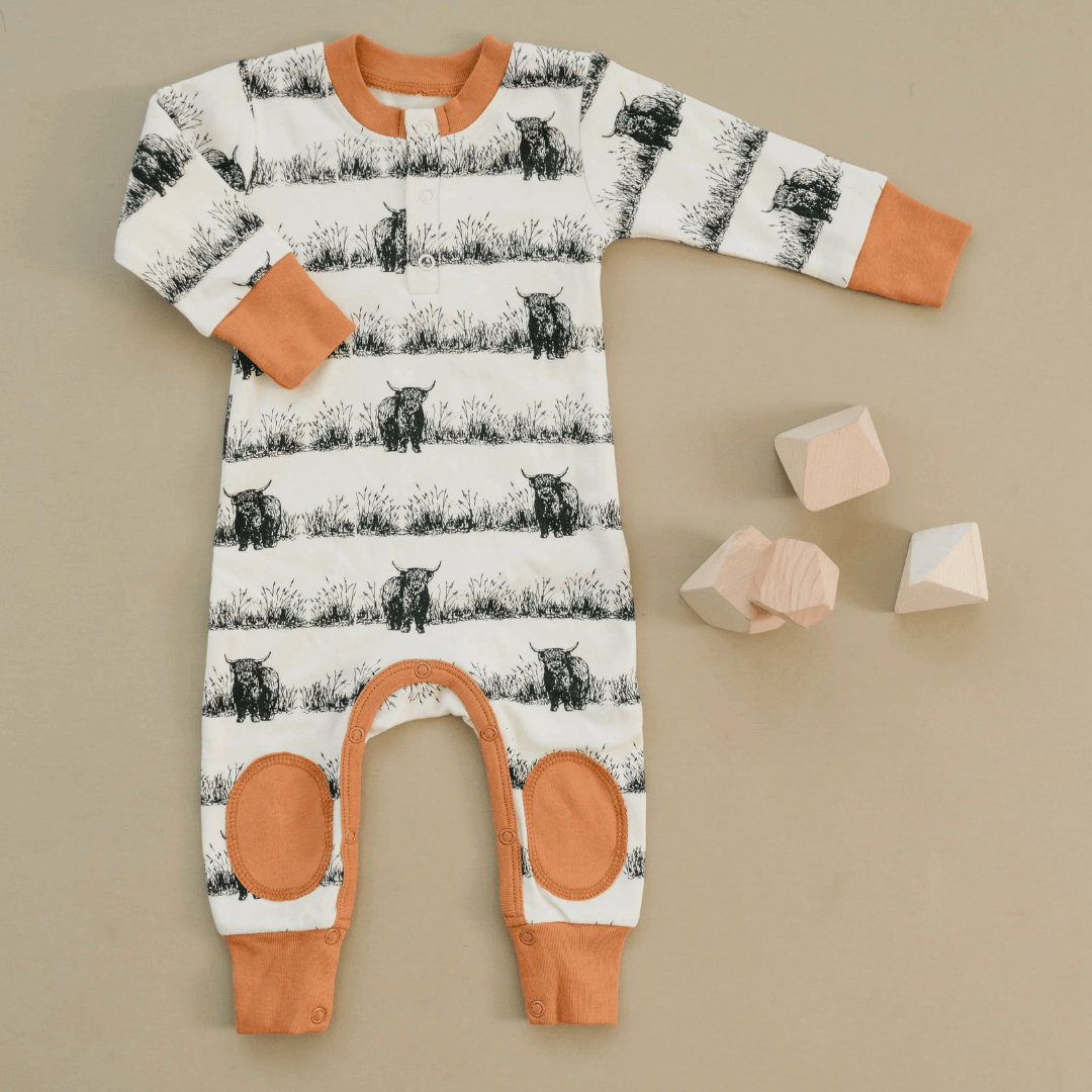 Highland Cow Playsuit - Evvie Bean's Baby Boutique