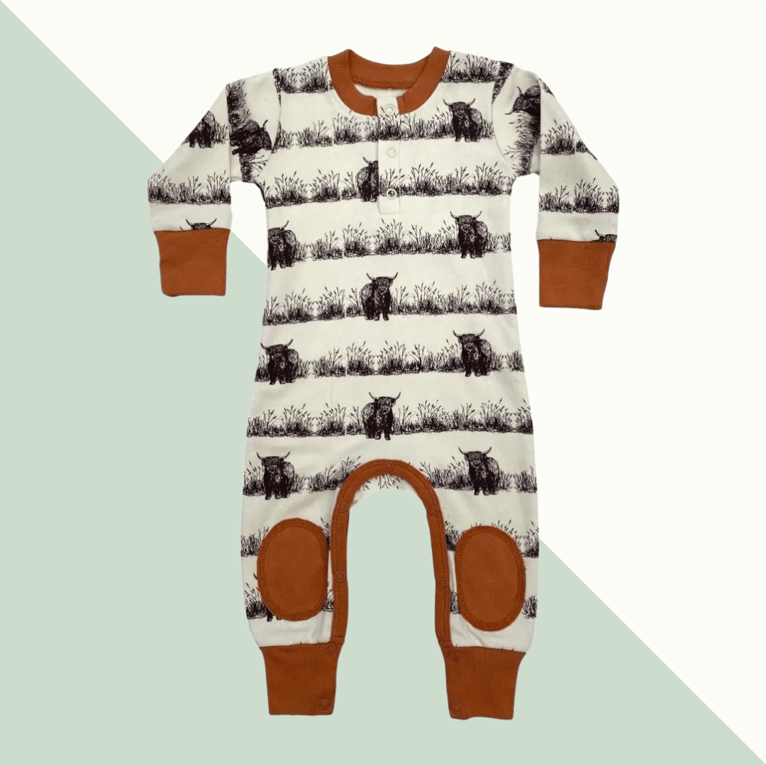 Highland Cow Playsuit - Evvie Bean's Baby Boutique