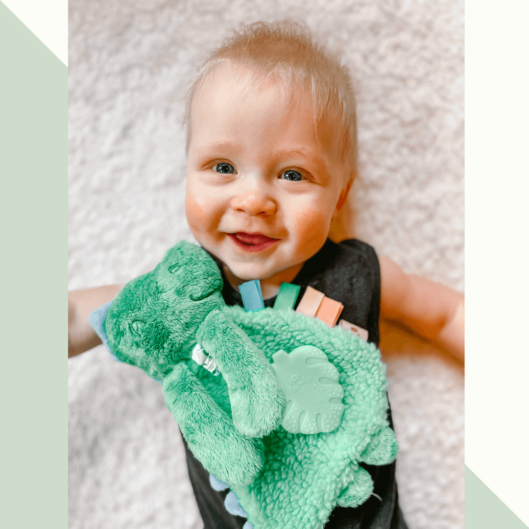 Itzy Lovey™ Dino Plush + Teether - Evvie Bean's Baby Boutique