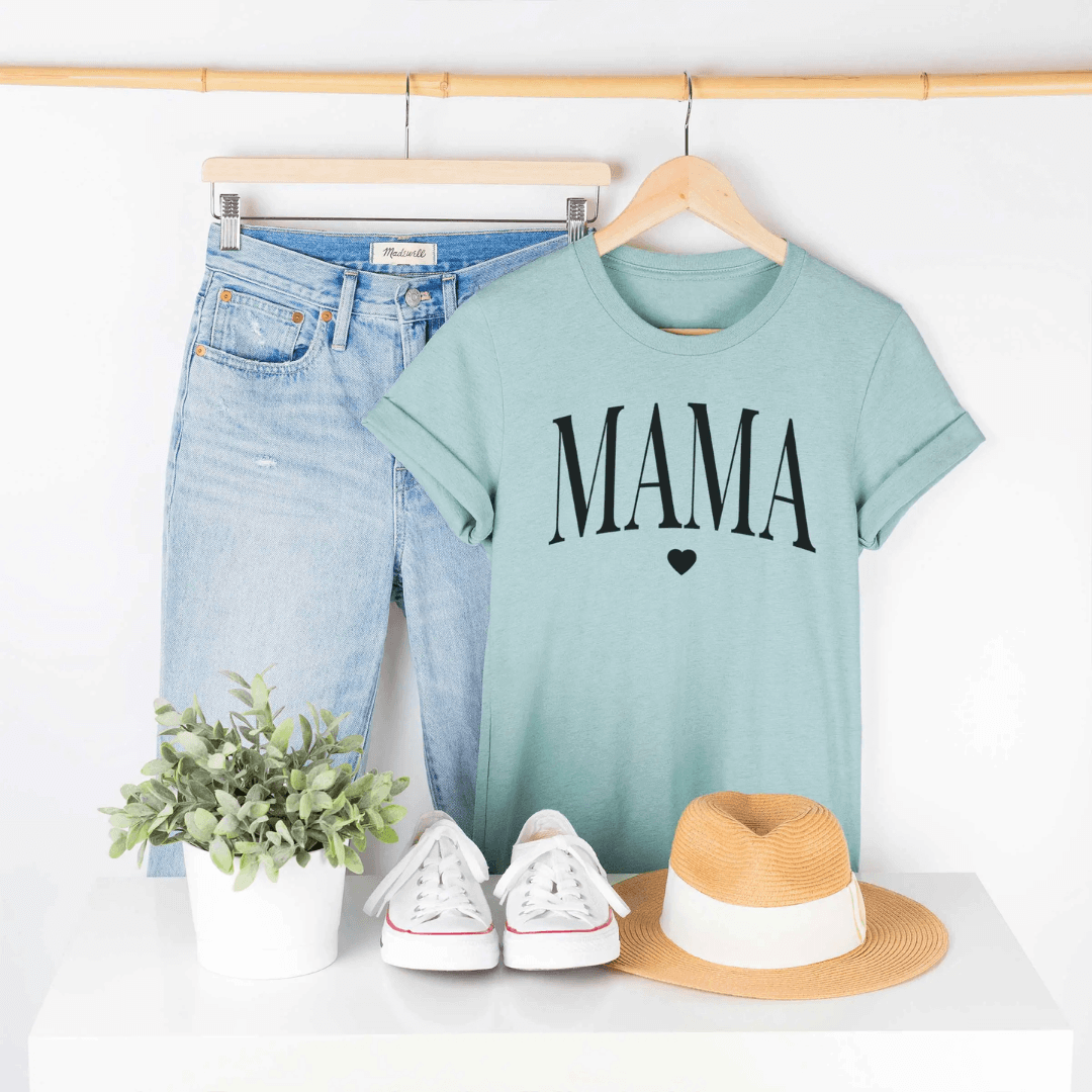 Mama Heart Graphic Tee - Sage Green - Evvie Bean's Baby Boutique