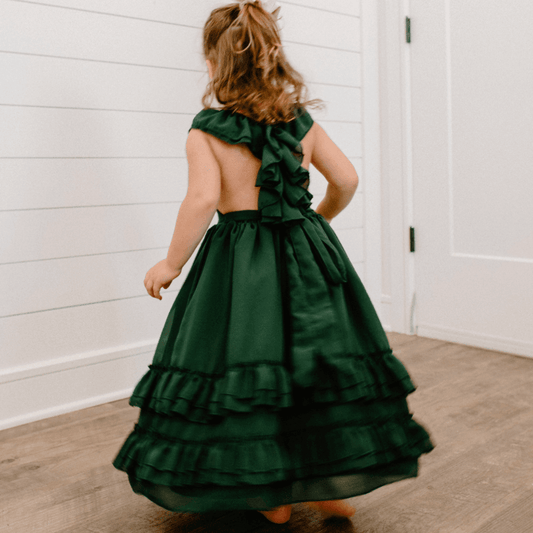 Hunter Green Ruffle Maxi Dress - Evvie Bean's Baby Boutique