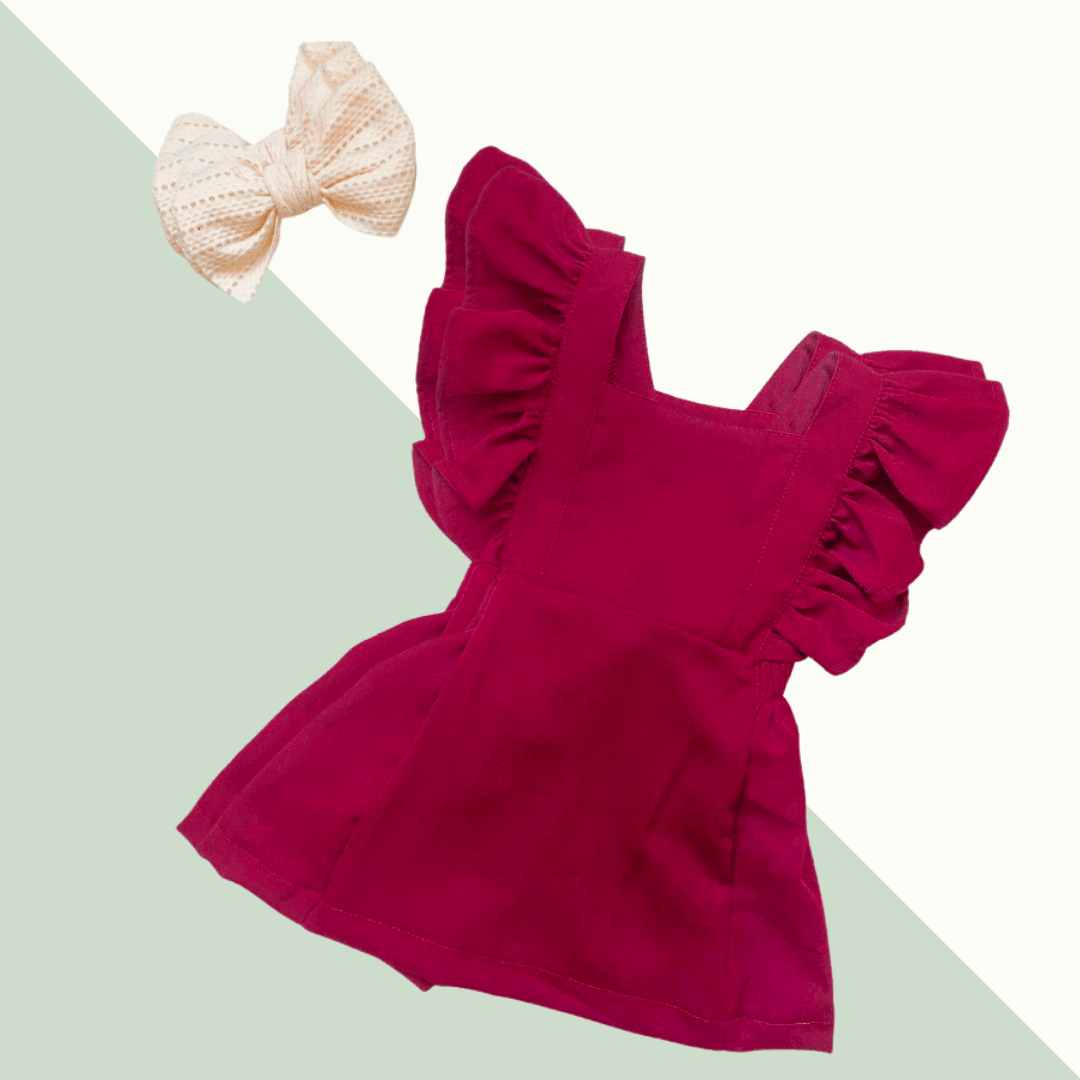 Victoria Ruffle Dress - Wine - Evvie Bean's Baby Boutique